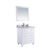 Luna 30" White Bathroom Vanity with White Stripes Marble Countertop