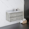 Formosa 36" Wall Hung Modern Bathroom Cabinet w/ Top & Sink in Ash