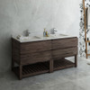 Formosa 72" Floor Standing Open Bottom Double Sink Modern Bathroom Cabinet w/ Top & Sinks