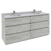 Formosa 72" Floor Standing Double Sink Modern Bathroom Cabinet w/ Top & Sinks in Ash
