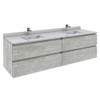 Formosa 72" Wall Hung Double Sink Modern Bathroom Cabinet w/ Top & Sinks in Ash