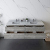 Formosa 72" Wall Hung Double Sink Modern Bathroom Cabinet w/ Top & Sinks in Ash