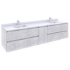 Formosa 84" Wall Hung Double Sink Modern Bathroom Cabinet w/ Top & Sinks in Rustic White