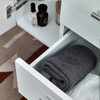 Lucera 36" White Wall Hung Modern Bathroom Cabinet w/ Top & Vessel Sink - Right Version