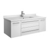 Lucera 42" White Wall Hung Modern Bathroom Cabinet w/ Top & Undermount Sink