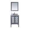 Mediterraneo 24" Grey Bathroom Vanity with White Stripes Marble Countertop