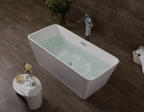 59" Freestanding Modern Stone Resin Bathtub