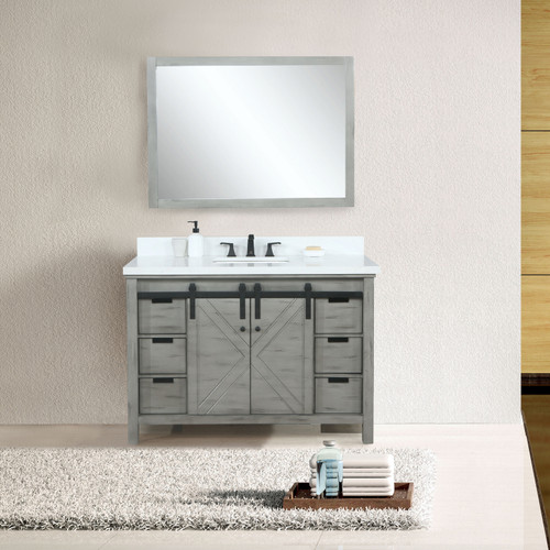 Marsyas 48" Single Vanity, White Quartz Top, White Square Sink and 44" Mirror Marsyas 48" Single Vanity, White Quartz Top, White Square Sink and 44" Mirror
