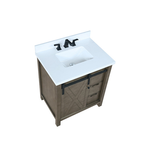 Marsyas 30" Single Vanity, White Quartz Top, White Square Sink and No Mirror Marsyas 30" Single Vanity, White Quartz Top, White Square Sink and No Mirror