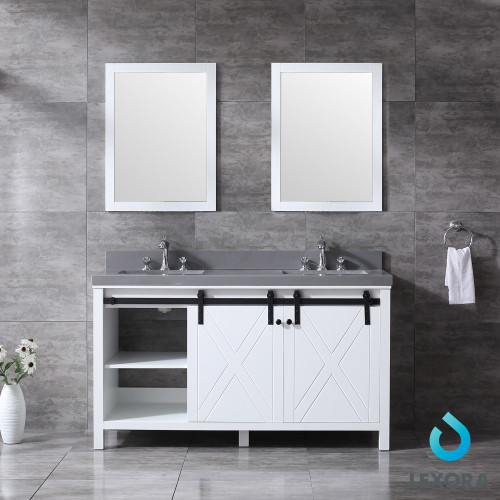 Marsyas 60" Double Vanity, No Top and 24" Mirrors Marsyas 60" Double Vanity, No Top and 24" Mirrors