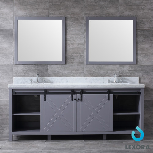 Marsyas 84" Double Vanity, No Top and 34" Mirrors Marsyas 84" Double Vanity, No Top and 34" Mirrors