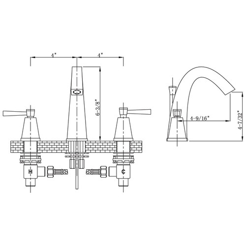 8001 007 Widespread Lever Handle Bathroom Vanity Faucet, Brushed Nickel 8001 007 Widespread Lever Handle Bathroom Vanity Faucet, Brushed Nickel