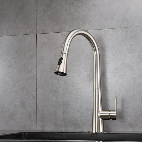 Furio Brass Kitchen Faucet w/ Pull Out Sprayer, LKFS7011BN - Brushed Nickel