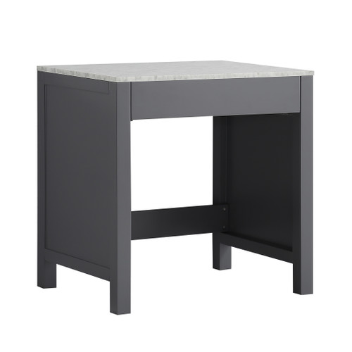 Jacques 30" Dark Grey Make-Up Table, White Carrara Marble Top, LJ302230BDSMTB Jacques 30" Dark Grey Make-Up Table, White Carrara Marble Top, LJ302230BDSMTB
