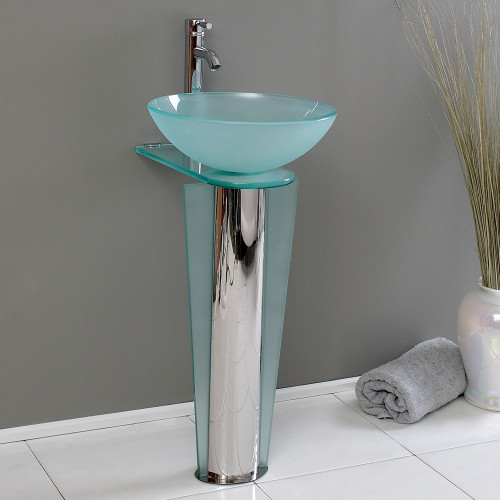 Vitale 17" Modern Glass Bathroom Pedestal