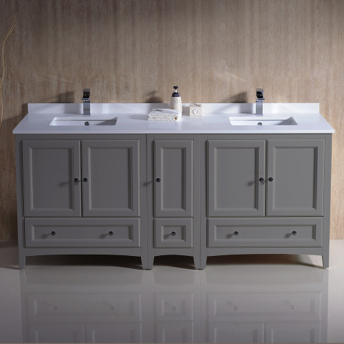Oxford 72" Gray Traditional Dbl Sink Bathroom Cabinets w/ Top & Sinks Oxford 72" Gray Traditional Dbl Sink Bathroom Cabinets w/ Top & Sinks