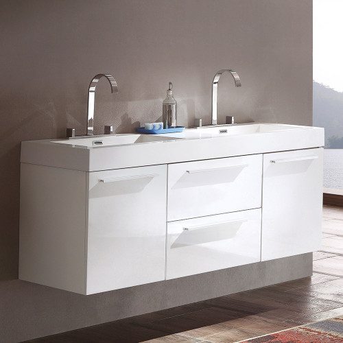 Opulento 54" Modern Double Sink Cabinet w/ Integrated Sinks, FCB8013-I Opulento 54" Modern Double Sink Cabinet w/ Integrated Sinks, FCB8013-I