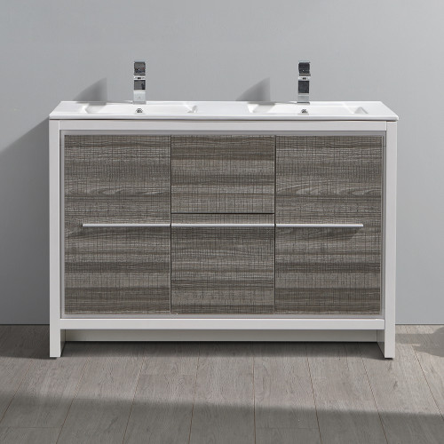 Allier Rio 48" Ash Gray Double Sink Modern Bathroom Vanity w/ Sink, FCB8148HA-D-I Allier Rio 48" Ash Gray Double Sink Modern Bathroom Vanity w/ Sink, FCB8148HA-D-I