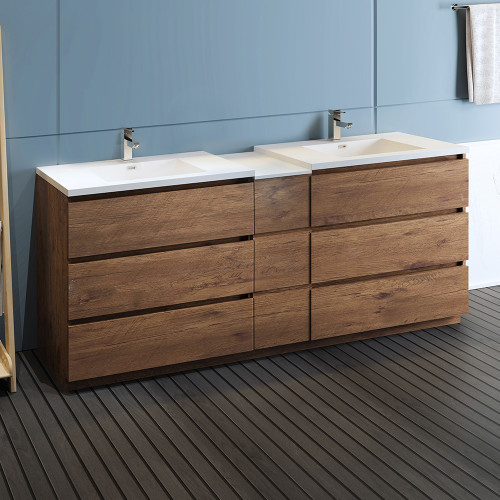 Lazzaro 84" Free Standing Double Sink Modern Bathroom Cabinet w/ Integrated Sinks, FCB93-361236-D-I