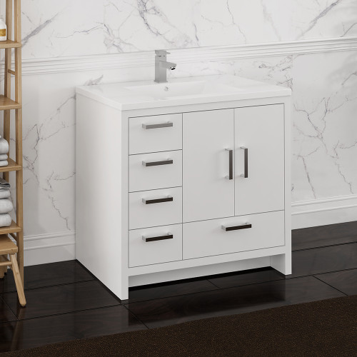 Imperia 36" Free Standing Modern Bathroom Cabinet w/ Integrated Sink, FCB9436-L-I - Left Version Imperia 36" Free Standing Modern Bathroom Cabinet w/ Integrated Sink, FCB9436-L-I - Left Version