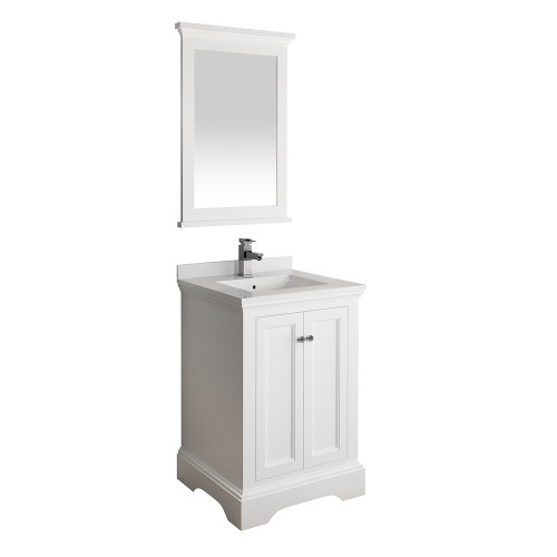 Windsor 24" Matte White Traditional Bathroom Vanity w/ Mirror