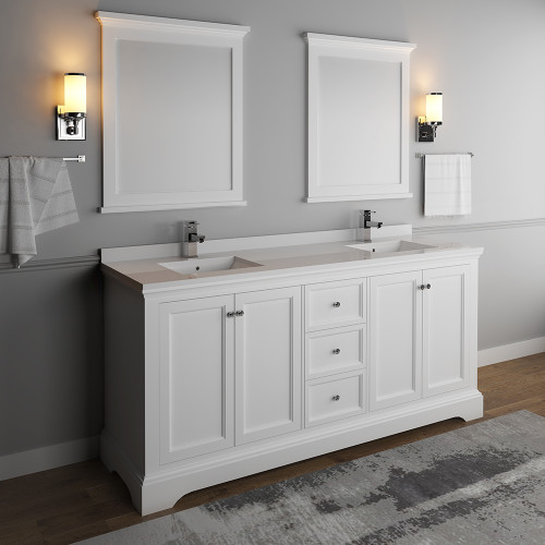 Windsor 72" Matte White Traditional Double Sink Bathroom Vanity w/ Mirrors Windsor 72" Matte White Traditional Double Sink Bathroom Vanity w/ Mirrors