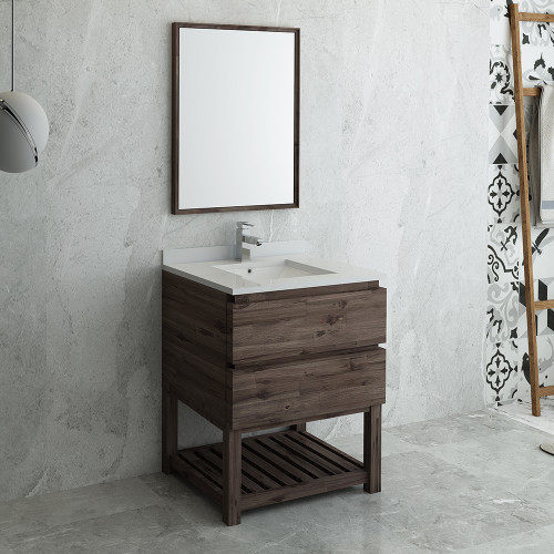 Formosa 30" Floor Standing Modern Bathroom Vanity w/ Open Bottom & Mirror Formosa 30" Floor Standing Modern Bathroom Vanity w/ Open Bottom & Mirror