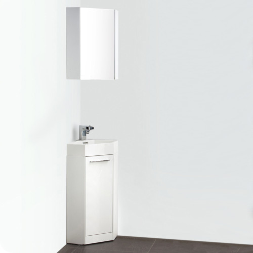 Coda 14" White Modern Corner Bathroom Vanity