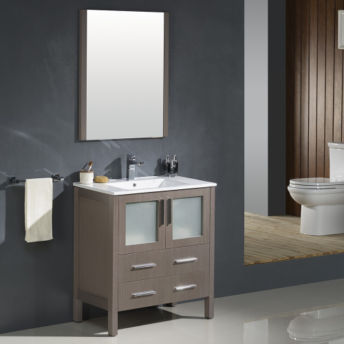 Torino 30" Modern Bathroom Vanity w/ Integrated Sink, FVN6230-UNS