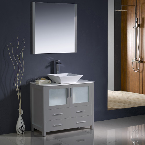 Torino 36" Modern Bathroom Vanity w/ Vessel Sink, FVN6236-VSL Torino 36" Modern Bathroom Vanity w/ Vessel Sink, FVN6236-VSL