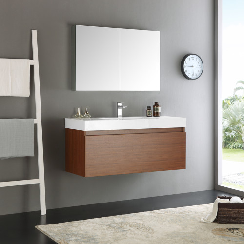 Mezzo 48" Wall Hung Modern Bathroom Vanity w/ Medicine Cabinet, FVN8011