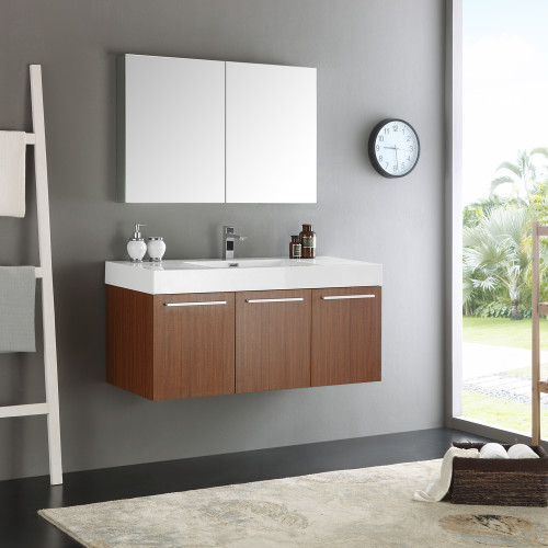 Vista 48" Wall Hung Modern Bathroom Vanity w/ Medicine Cabinet, FVN8092 Vista 48" Wall Hung Modern Bathroom Vanity w/ Medicine Cabinet, FVN8092