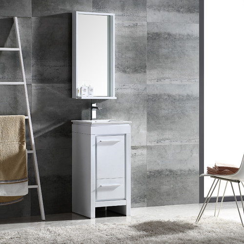 Allier 16" Modern Bathroom Vanity w/ Mirror, FVN8118 Allier 16" Modern Bathroom Vanity w/ Mirror, FVN8118
