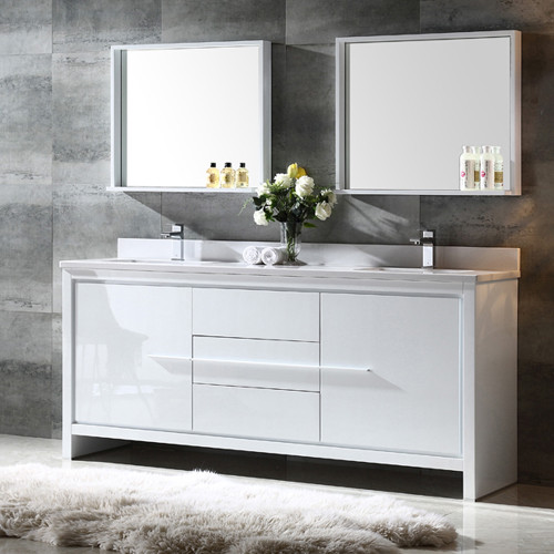 Allier 72" Modern Double Sink Bathroom Vanity w/ Mirror, FVN8172 Allier 72" Modern Double Sink Bathroom Vanity w/ Mirror, FVN8172