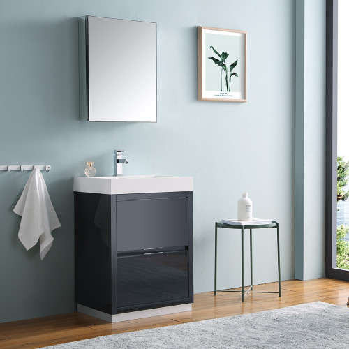 Valencia 24" Free Standing Modern Bathroom Vanity w/ Medicine Cabinet, FVN8424 Valencia 24" Free Standing Modern Bathroom Vanity w/ Medicine Cabinet, FVN8424