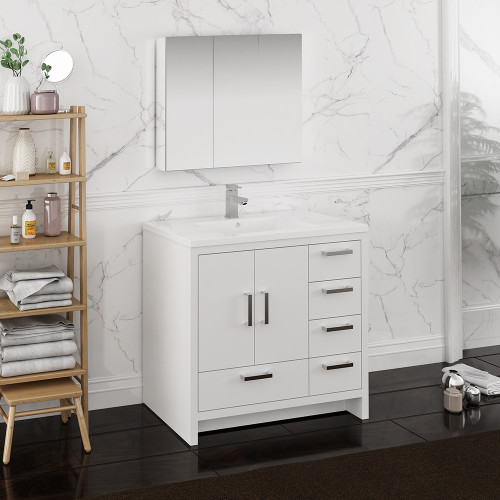 Imperia 36" Free Standing Modern Bathroom Vanity w/ Medicine Cabinet - Right Version, FVN9436-R Imperia 36" Free Standing Modern Bathroom Vanity w/ Medicine Cabinet - Right Version, FVN9436-R
