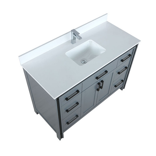 Ziva 48" Single Vanity, Cultured Marble Top, White Square Sink and No Mirror Ziva 48" Single Vanity, Cultured Marble Top, White Square Sink and No Mirror