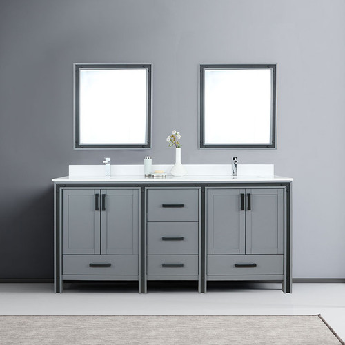 Ziva 72" Double Vanity, Cultured Marble Top, White Square Sink and 30" Mirrors w/ Faucet Ziva 72" Double Vanity, Cultured Marble Top, White Square Sink and 30" Mirrors w/ Faucet