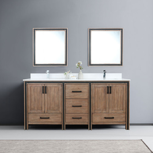 Ziva 72" Double Vanity, Cultured Marble Top, White Square Sink and 30" Mirrors Ziva 72" Double Vanity, Cultured Marble Top, White Square Sink and 30" Mirrors