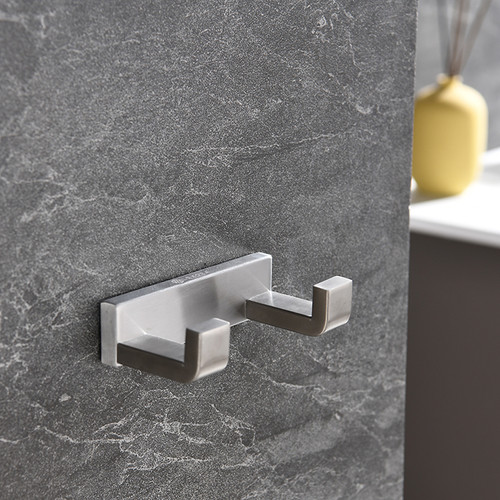 Bagno Bianca Stainless Steel Double Robe Hook - Brushed Nickel, LRH18152BN