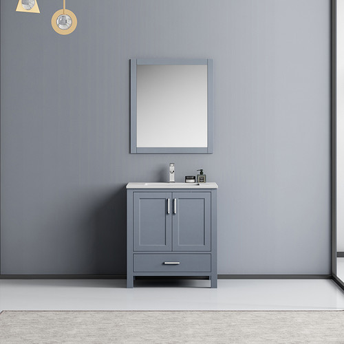 Jacques 30" Single Vanity, White Carrara Marble Top, White Square Sink and 28" Mirror w/ Faucet Jacques 30" Single Vanity, White Carrara Marble Top, White Square Sink and 28" Mirror w/ Faucet