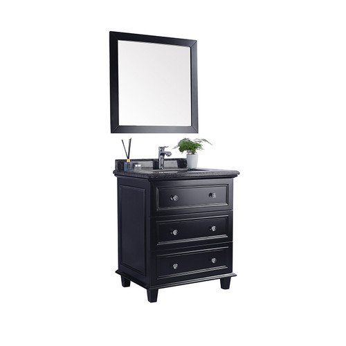 Luna - 30 - Espresso Cabinet + Black Wood Marble Countertop