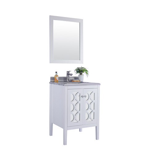 Mediterraneo - 24 - White Cabinet + White Stripes Marble Countertop
