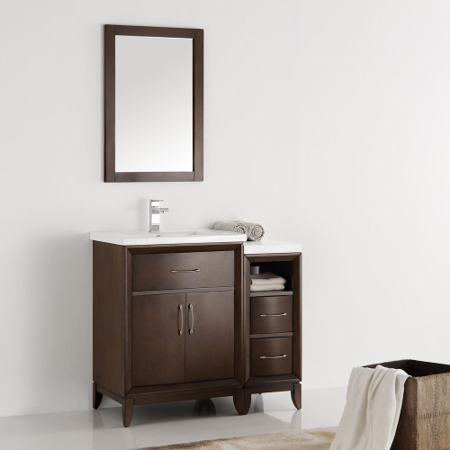 Cambridge 36" Antique Coffee Traditional Bathroom Vanity w/ Mirror Cambridge 36" Antique Coffee Traditional Bathroom Vanity w/ Mirror