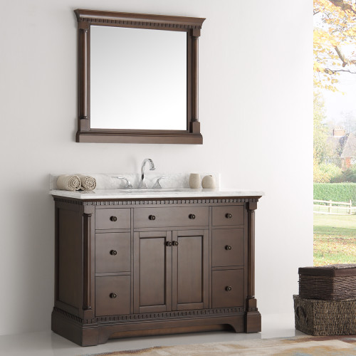 Kingston 49" Antique Coffee Traditional Bathroom Vanity w/ Mirror Kingston 49" Antique Coffee Traditional Bathroom Vanity w/ Mirror