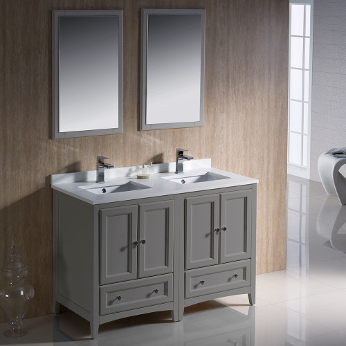 Oxford 48" Gray Traditional Double Sink Bathroom Vanity Oxford 48" Gray Traditional Double Sink Bathroom Vanity