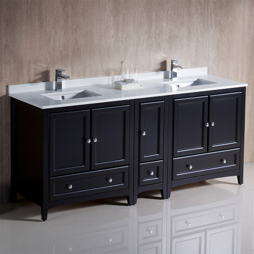 Oxford 72" Espresso Traditional Dbl Sink Bathroom Cabinets w/ Top & Sinks Oxford 72" Espresso Traditional Dbl Sink Bathroom Cabinets w/ Top & Sinks