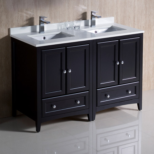 Oxford 48" Espresso Traditional Double Sink Bathroom Cabinets w/ Top & Sinks Oxford 48" Espresso Traditional Double Sink Bathroom Cabinets w/ Top & Sinks
