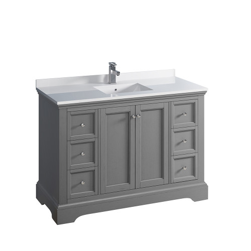 Windsor 48" Gray Textured Traditional Bathroom Cabinet w/ Top & Sink