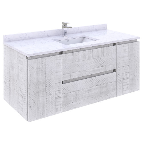 Formosa 48" Wall Hung Modern Bathroom Cabinet w/ Top & Sink in Rustic White